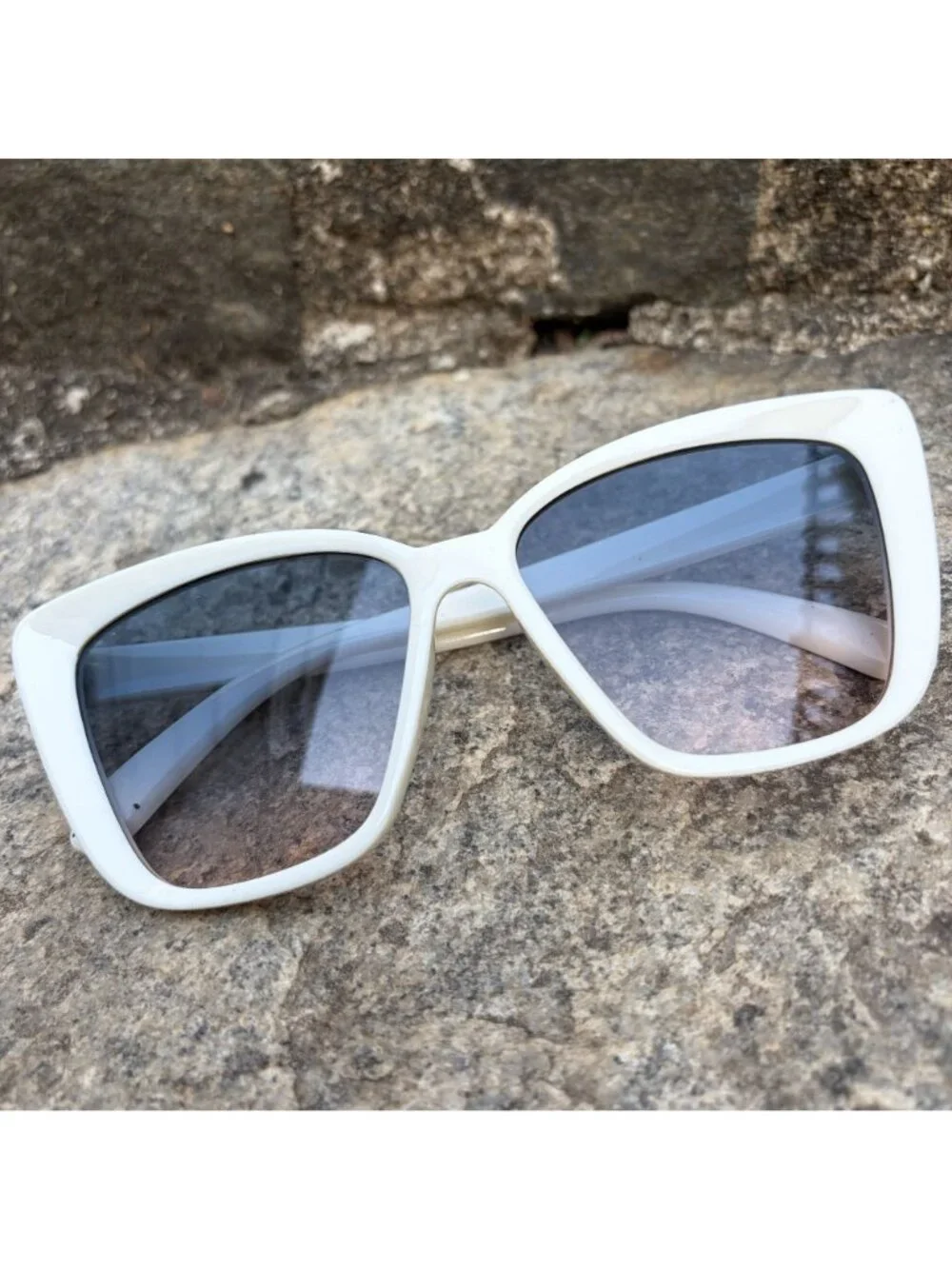 Vintage Cream Cat Eye Sunglasses Retro Oversized Mod Style Gradient Lenses NEW